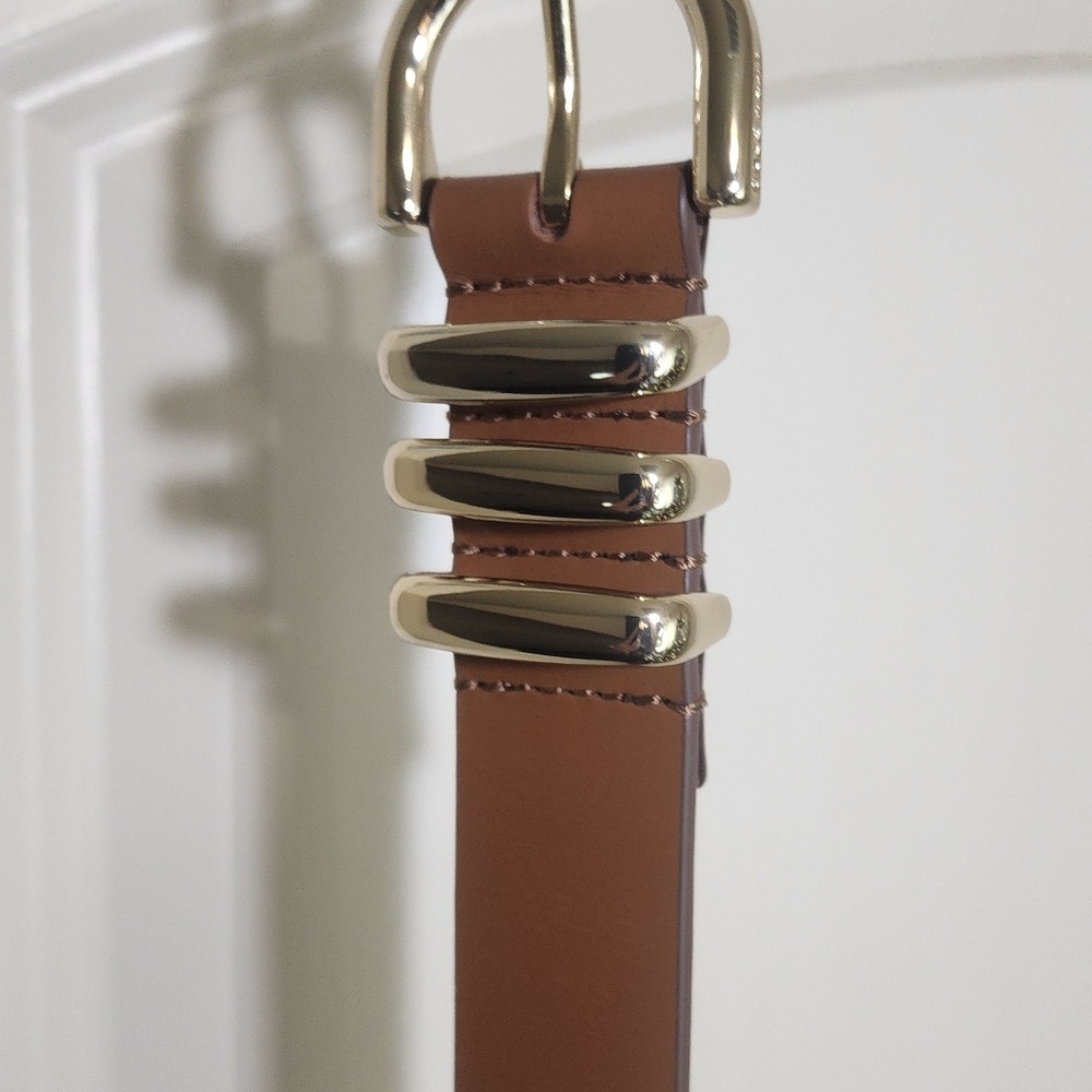 Cole Haan Tan Leather Belt with Silver Buckle